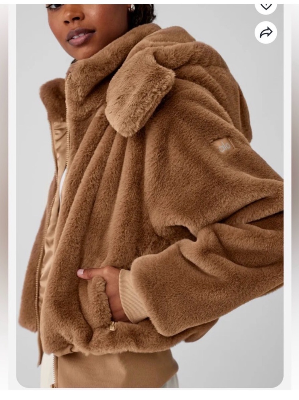 Alo NWT Faux Fur Toasted Almond coat size large